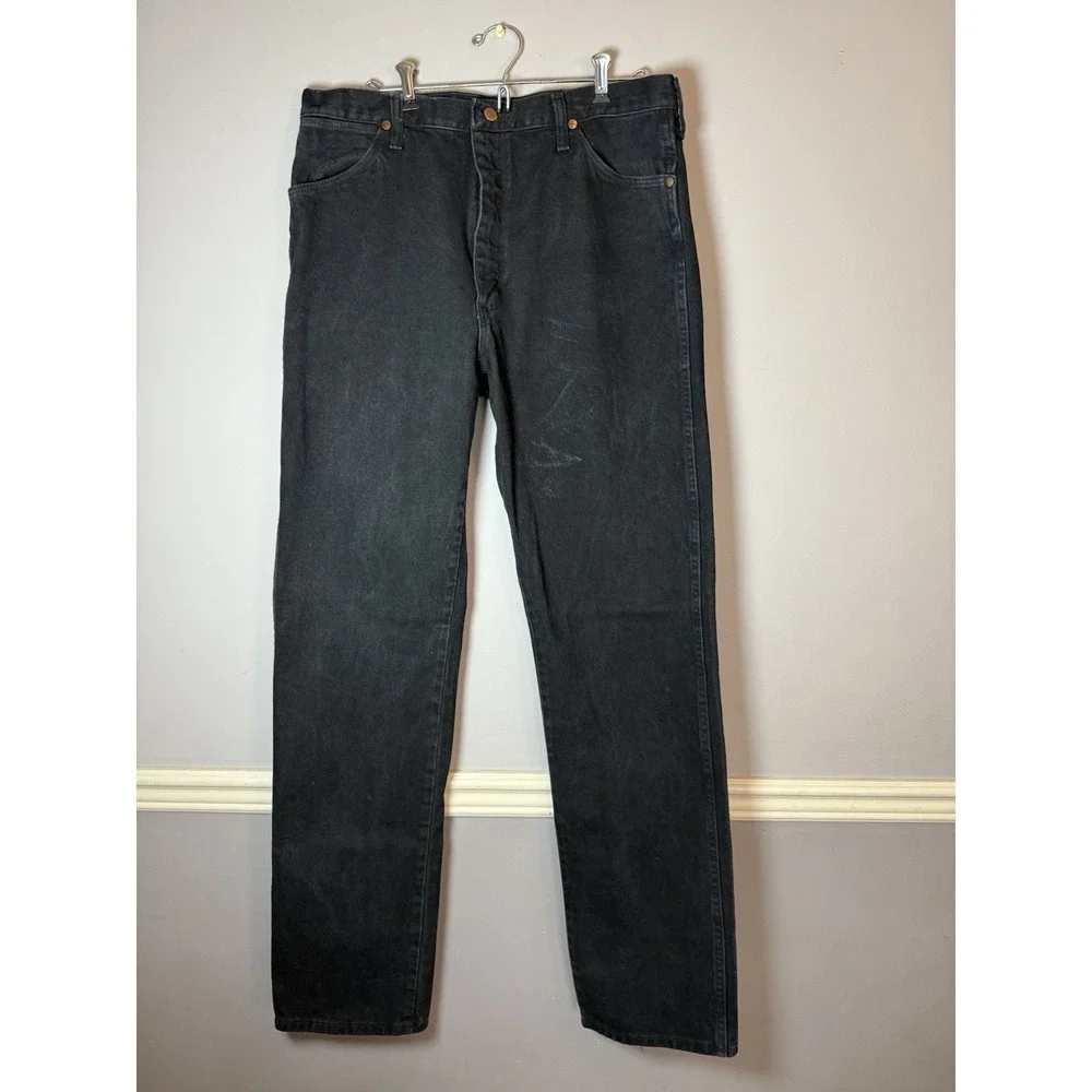 Vintage Wrangler Jeans Mens 35x36 Black‎ Denim Cowboy Cut 13MWZWK